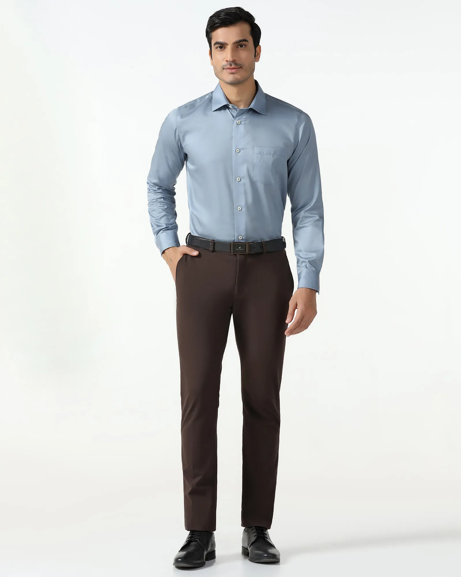 Blue Solid Shirt - Roger Coastal Vibes Poolside Lounge