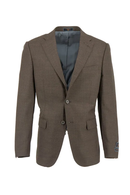 Tiglio Luxe Mocha Hopsack Dolcetto Modern Fit, Pure Wool Jacket TL7537 AntiStatic Inner Layer