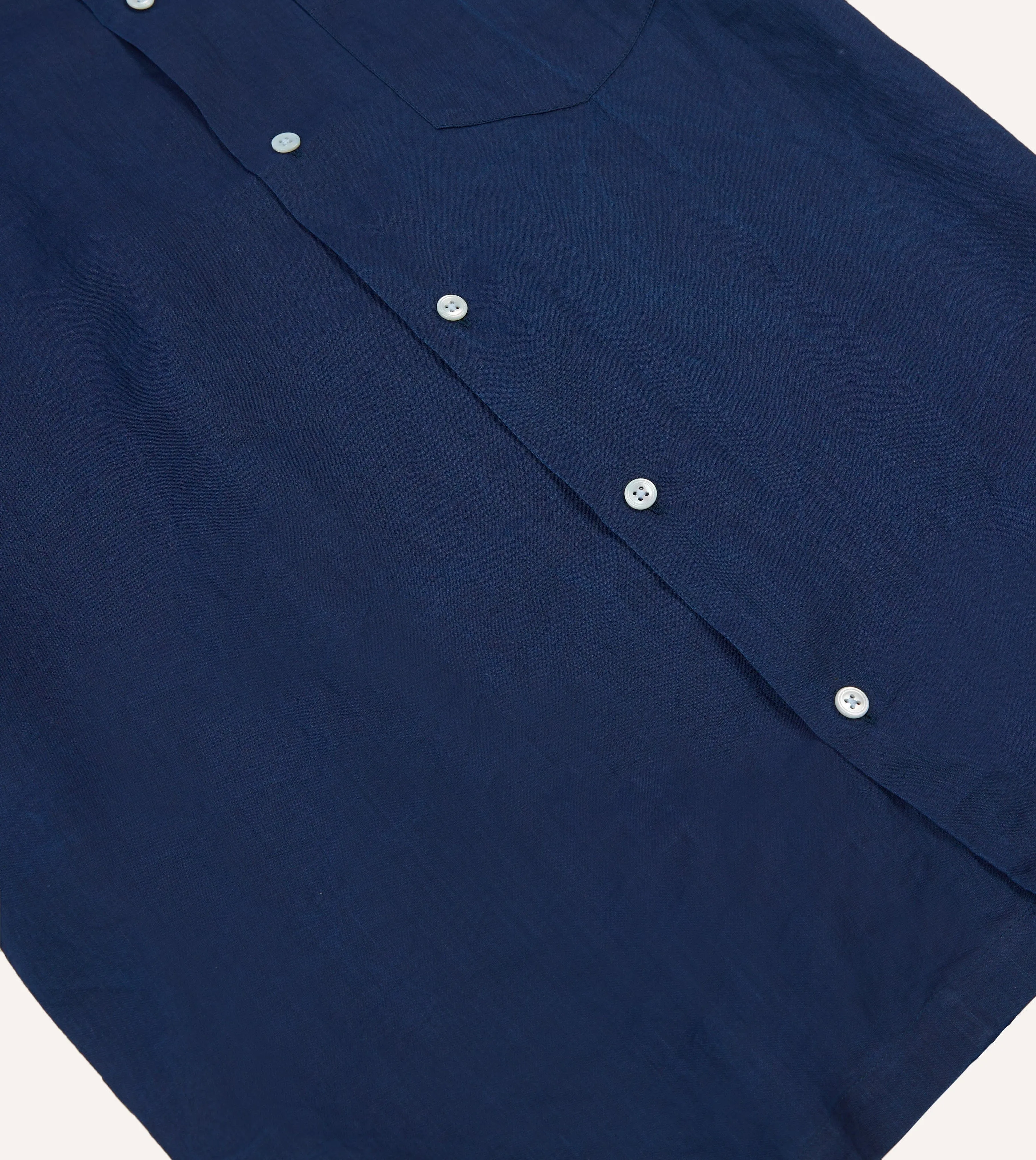 Indigo Ramie Camp Collar Short Sleeve Shirt Wardrobe Staple
