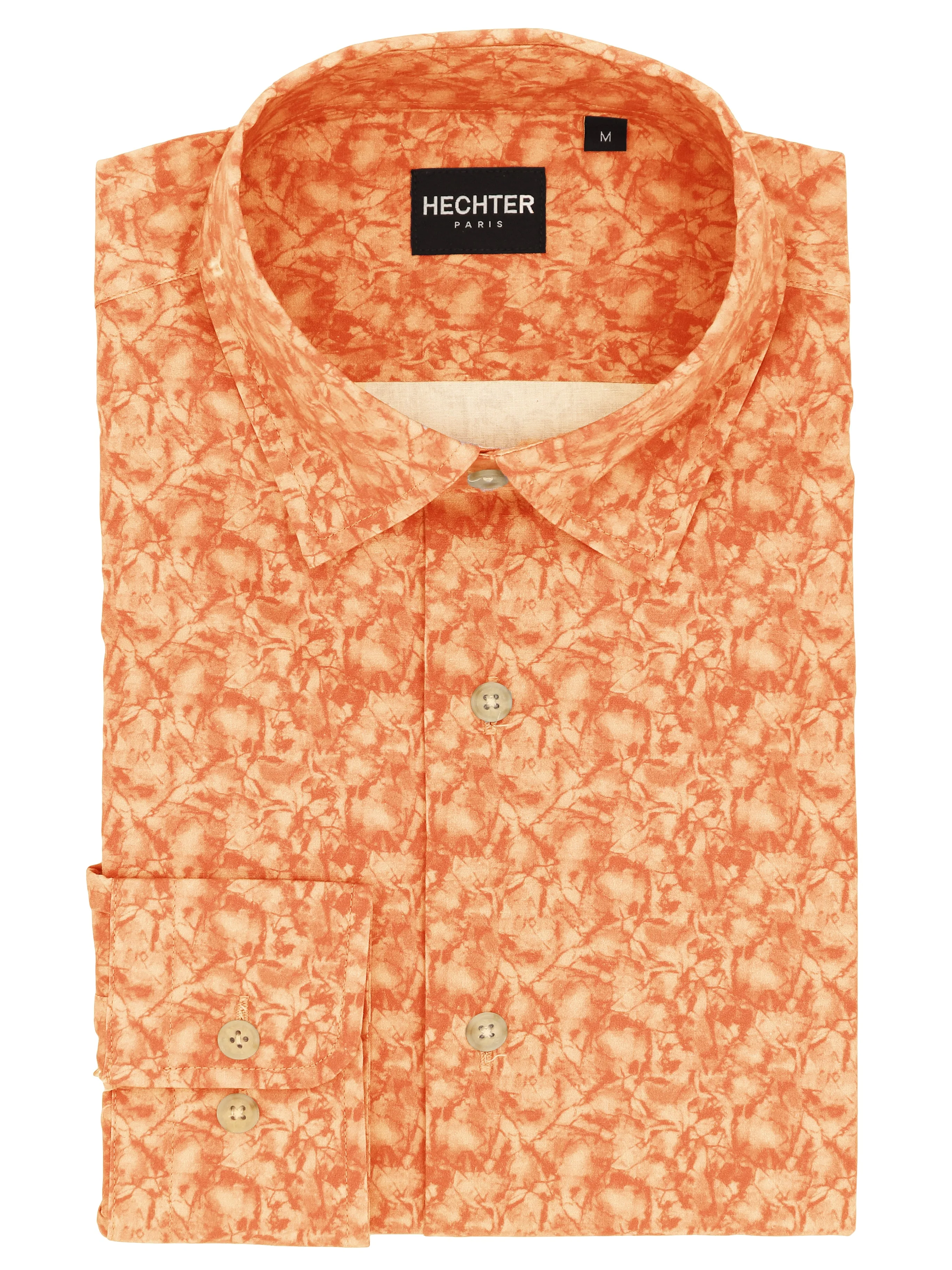 Durable Texture Liberty Casual Orange Leaf Print Shirt