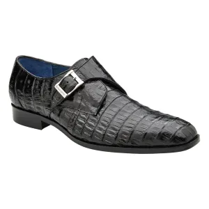 Belvedere Angelo Genuine Caiman Crocodile Monk-Strap Shoe in Black Spring Bloom Comfort