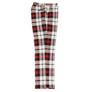 MachineWashableFabric Lightweight Fit Plaid White Black Red Pants