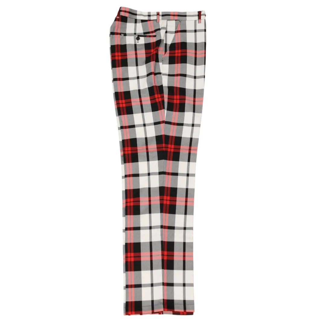 Plaid White Black Red Pants Comfortable Fit Look