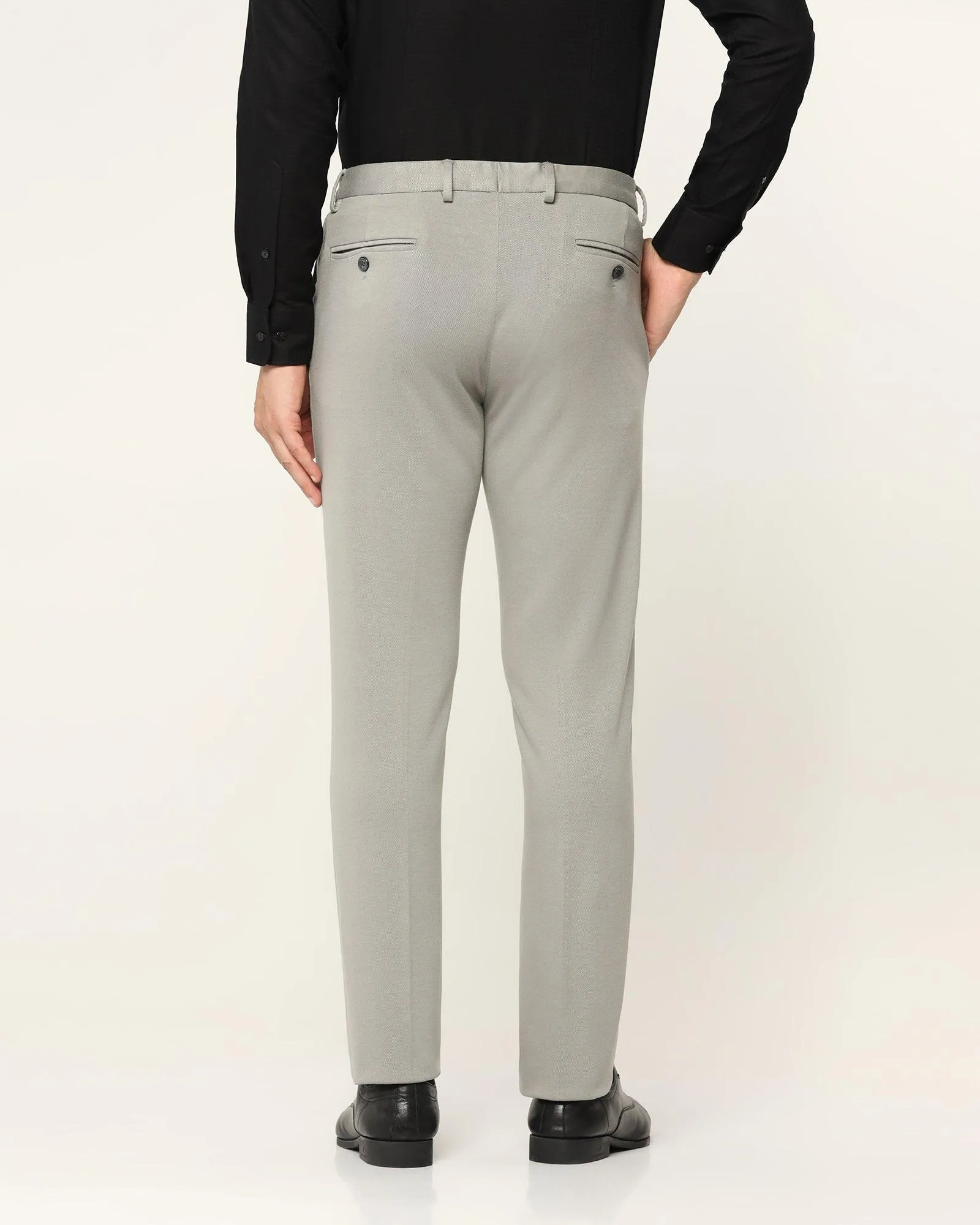 Slim Comfort B-95 Formal Grey Textured Trouser - Easter Clean Cut Relaxed Waist