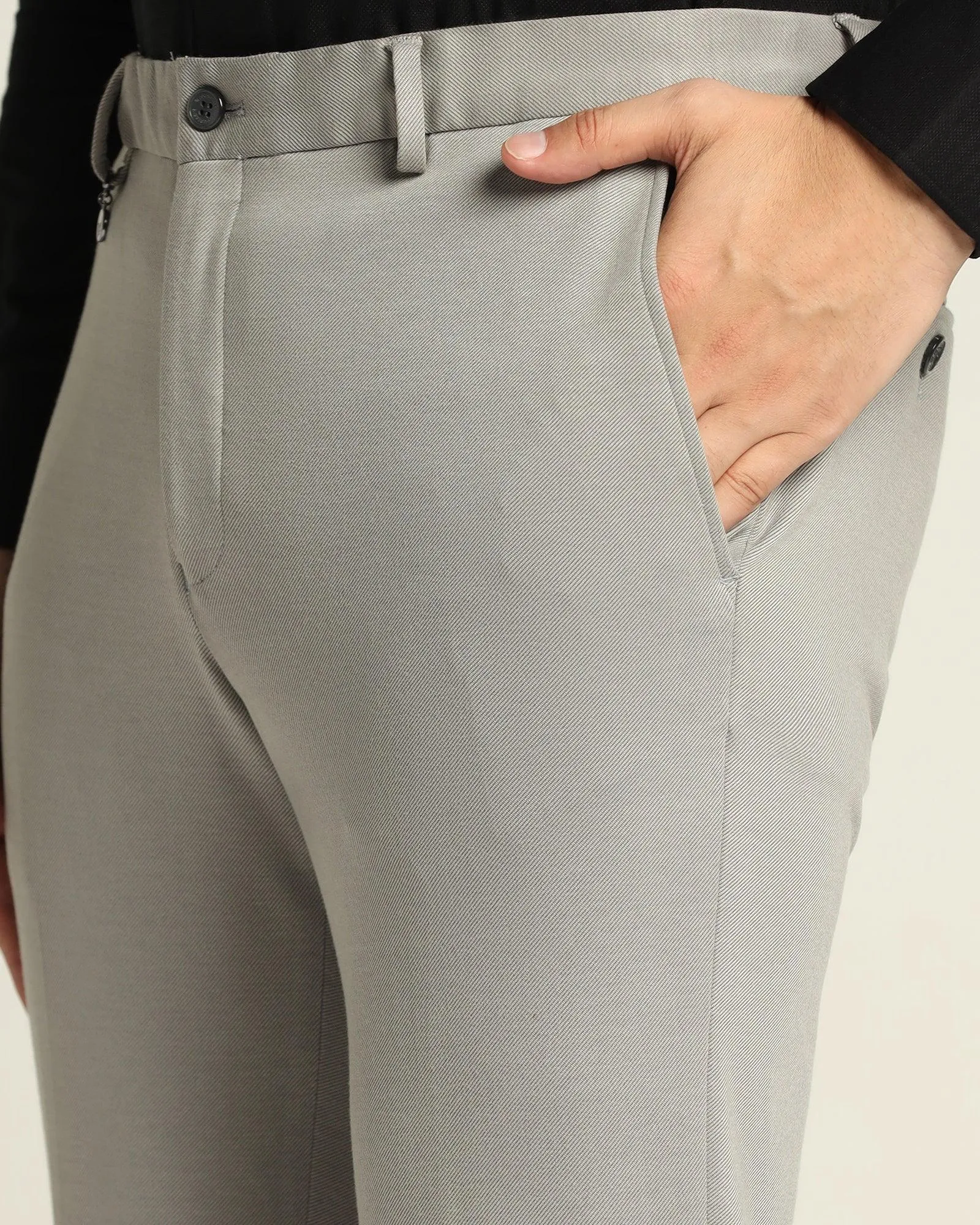 Comfortable Fashion Slim Comfort B-95 Formal Grey Textured Trouser - Easter