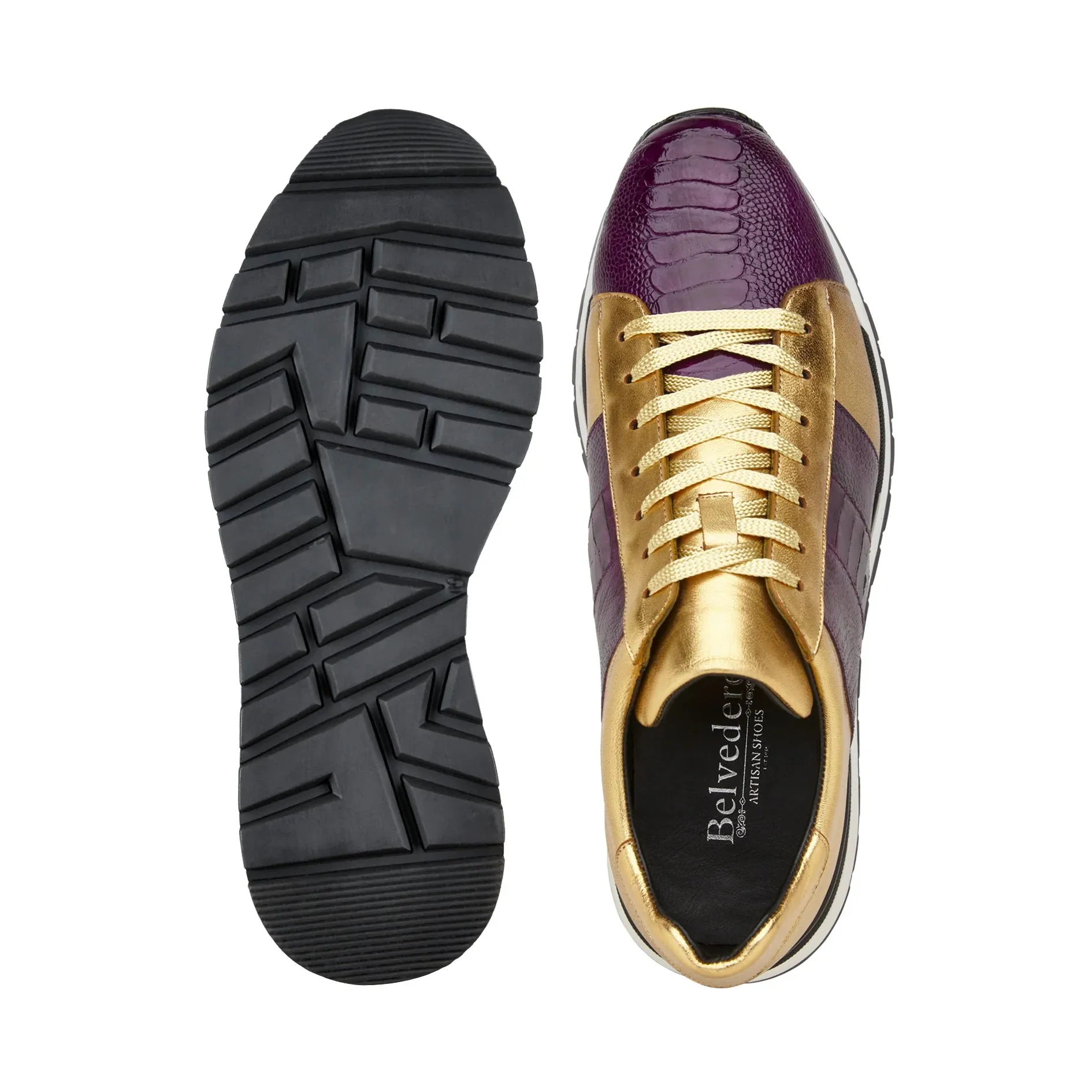 Urban Walker Street Ready Belvedere Blake Purple & Gold Ostrich & Italian Calf Leather Sneaker
