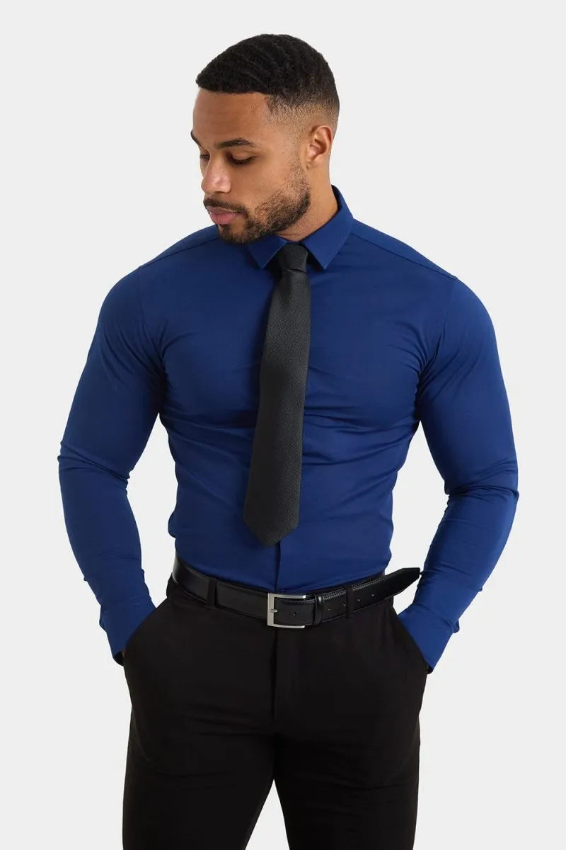 Athletic Fit Dress Shirt in Navy Odor control Beach Ready