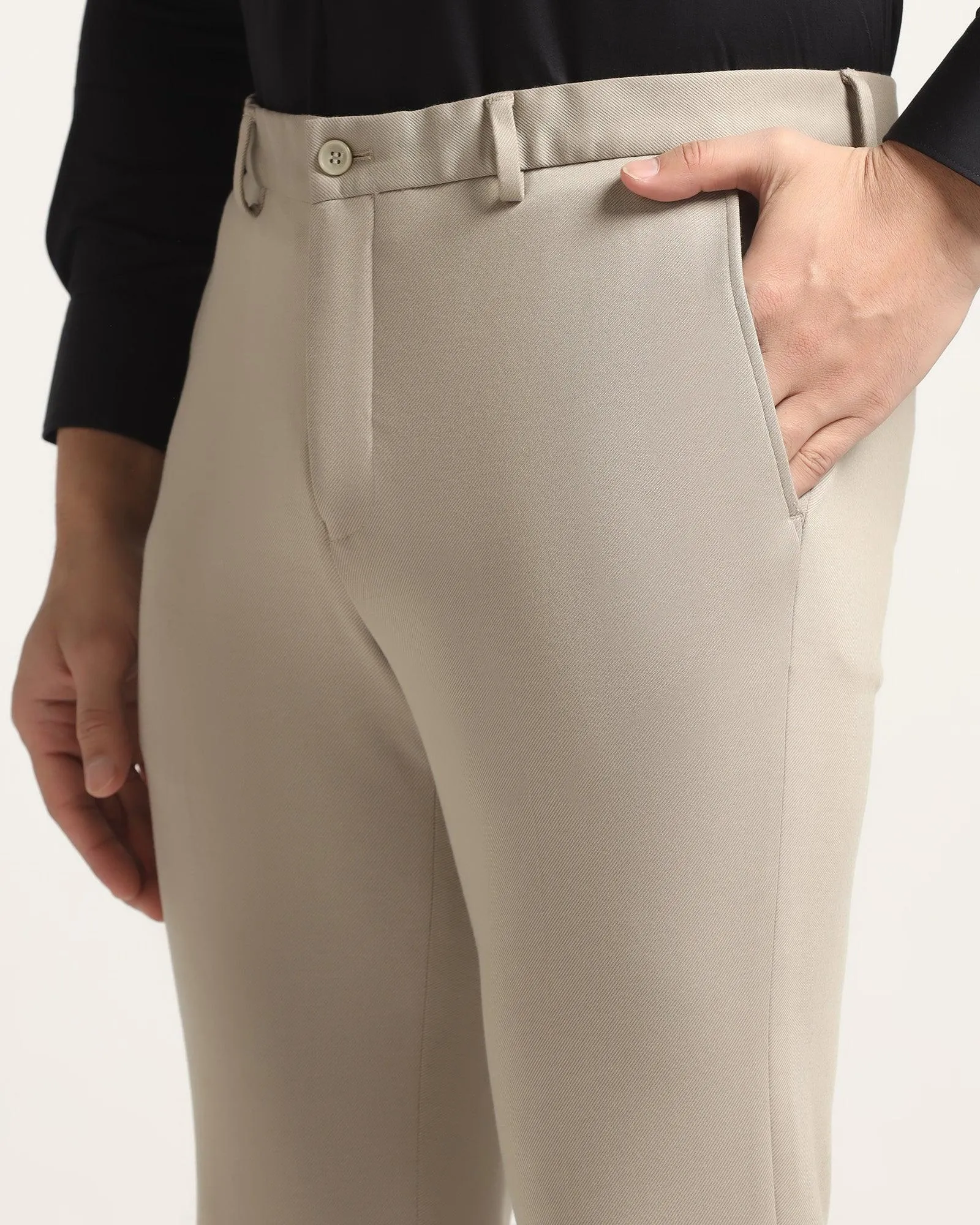 Practical Style Outdoor Ready Slim Comfort B-95 Formal Beige Textured Trouser - Easter