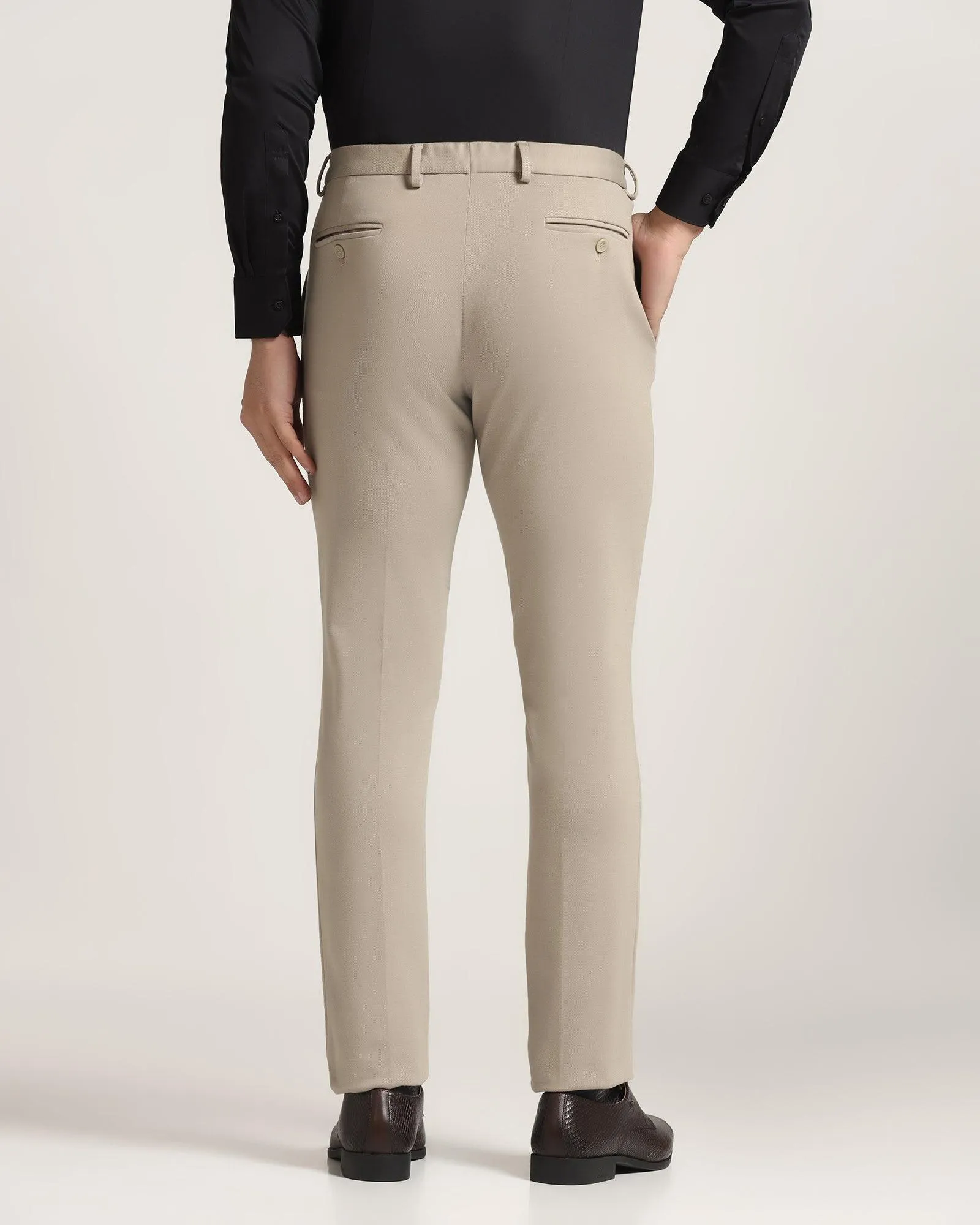 Comfy Motion Slim Comfort B-95 Formal Beige Textured Trouser - Easter