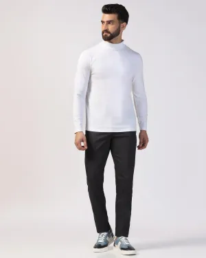 Seamless Waistband Slim Fit B-91 Casual Charcoal Solid Khakis - Prince