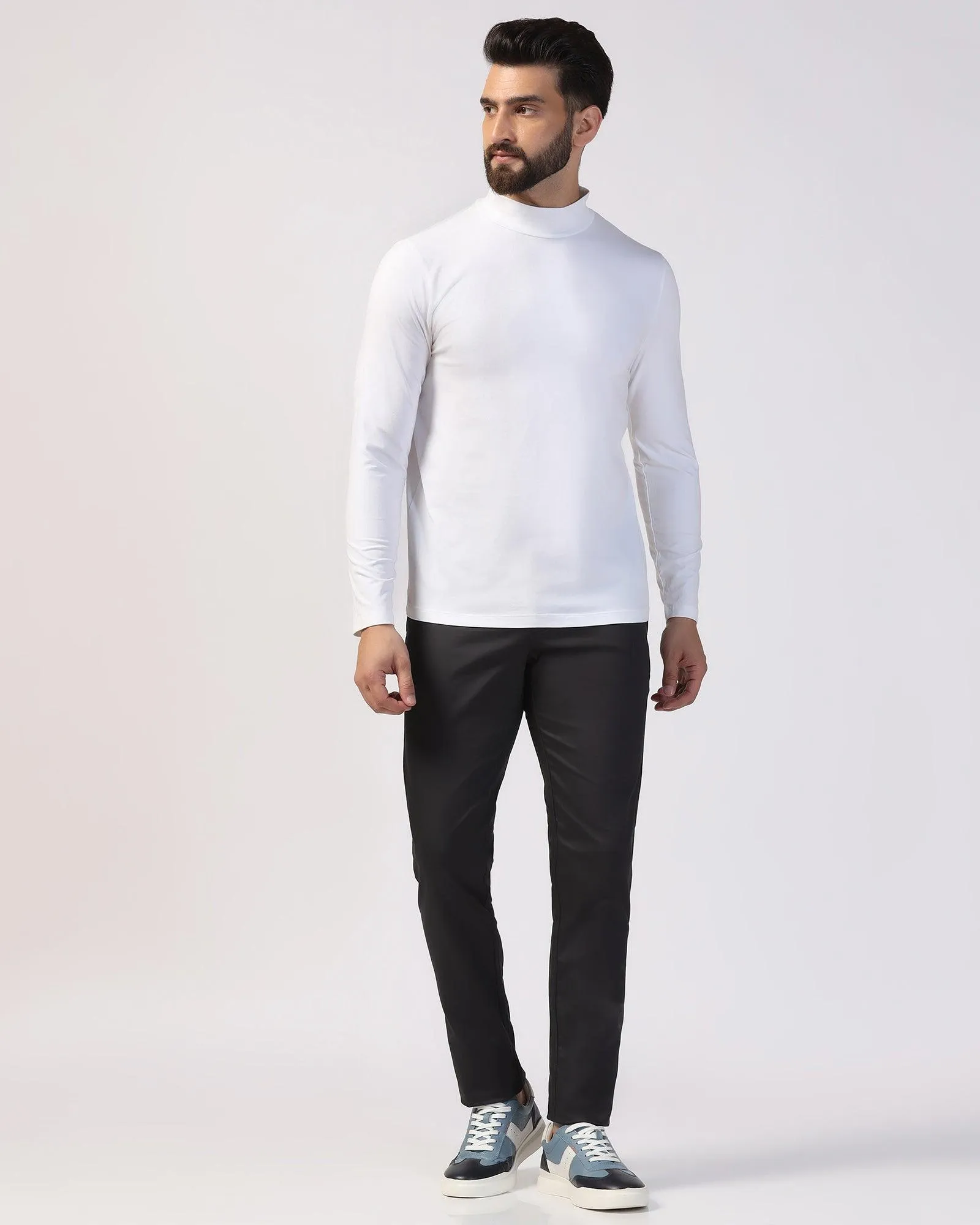 Seamless Waistband Slim Fit B-91 Casual Charcoal Solid Khakis - Prince