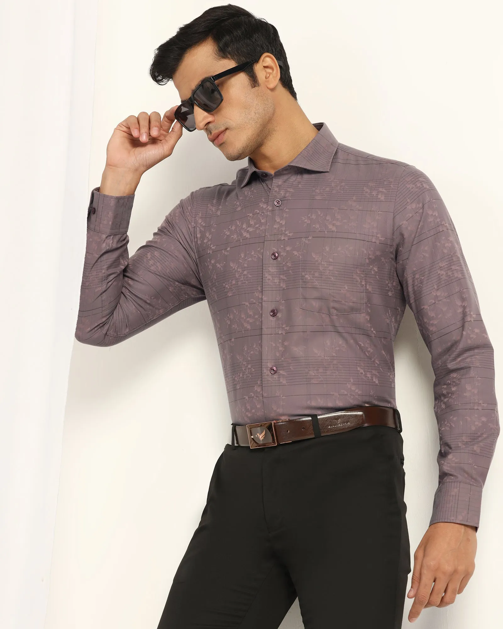 Formal Plum Jacquard Shirt - Switch Holiday Gift Date night