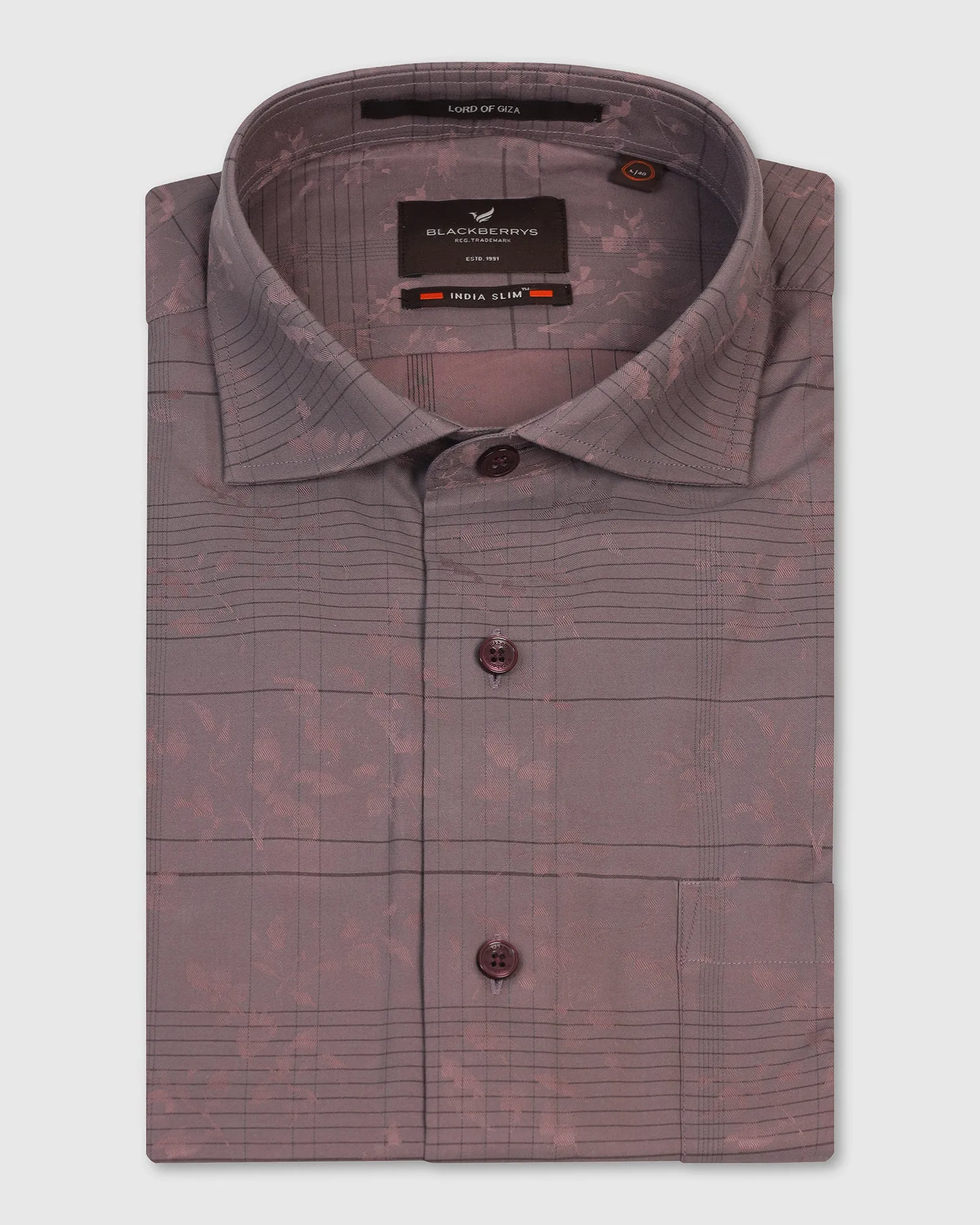 Formal Plum Jacquard Shirt - Switch Eco friendly materials EasyCare Fabric