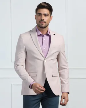 Belted Waist Breathable Lining Design Linen Formal Pink Textured Blazer - Datsun