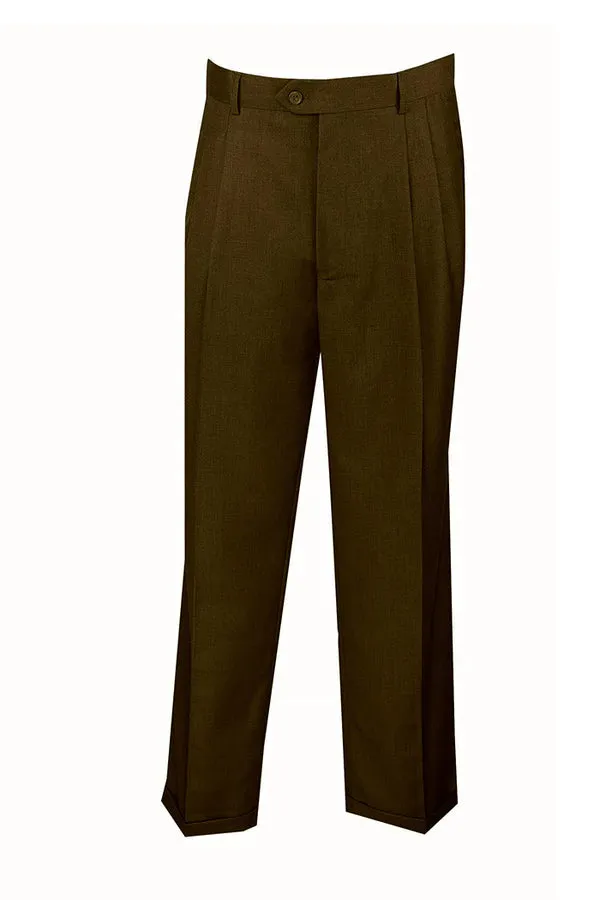 Rugged Comfort Soft Fabric Wool Feel Regular Fit Dress Pants in Brown
