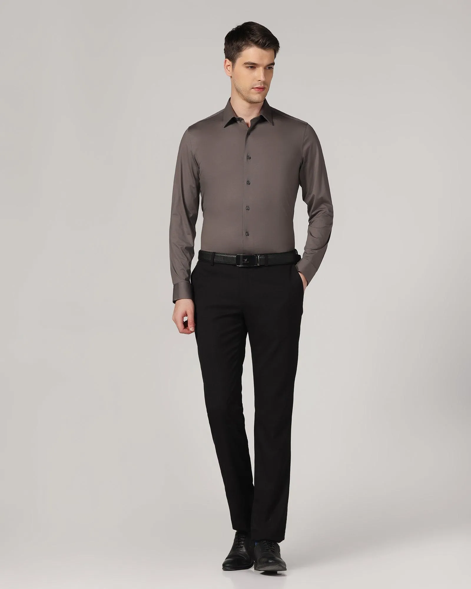 Formal Grey Solid Shirt - Sofk High-Quality Fabric Anniversary Special