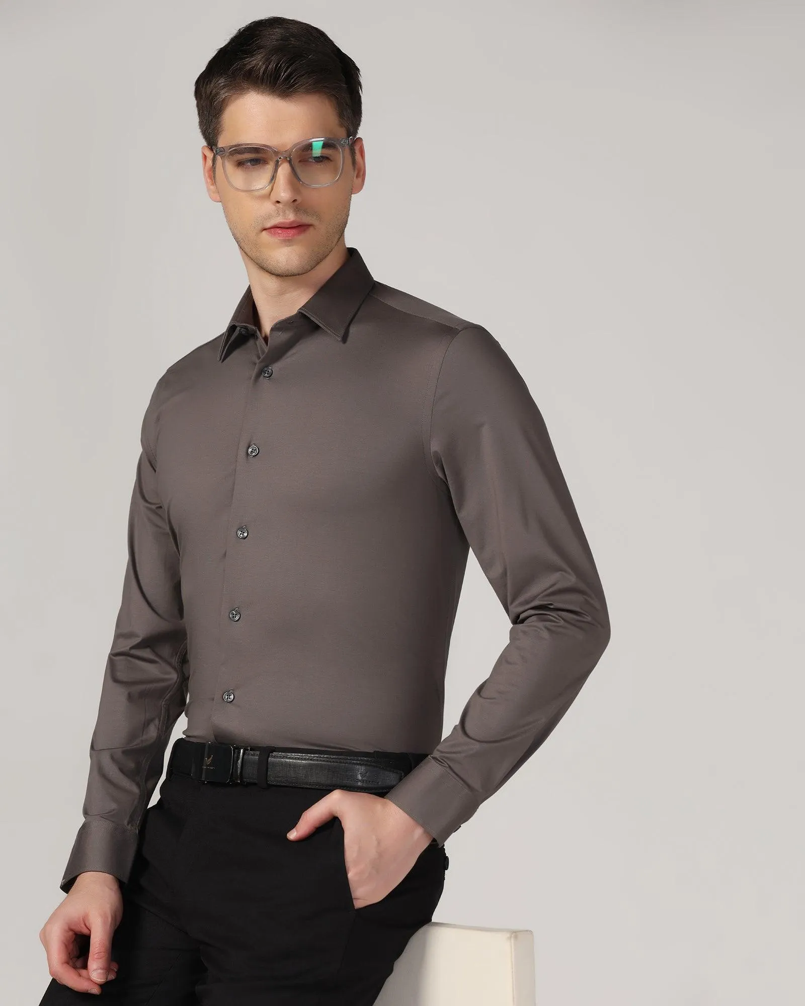 Spring Break Formal Grey Solid Shirt - Sofk