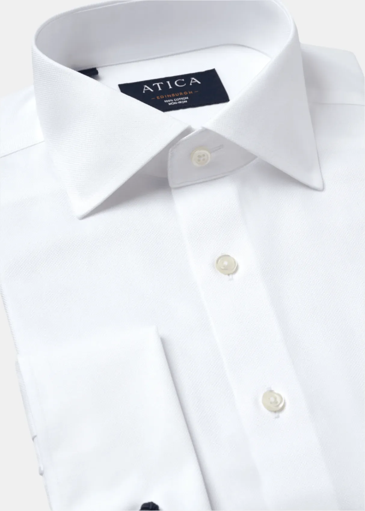 Edinburgh Cufflink White Shirt Soft Touch V-Neck