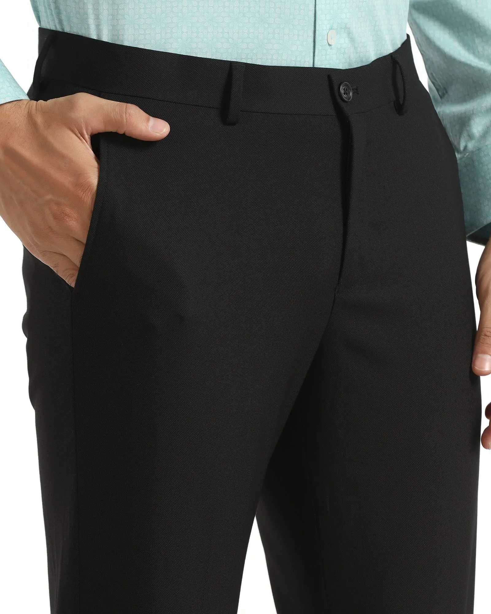Quick Drying Slim Comfort B-95 Formal Black Textured Trouser - Campbell