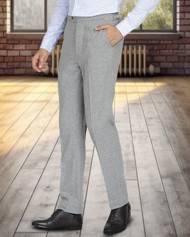 Grey Wool Flannel Pant Tapered Leg Design