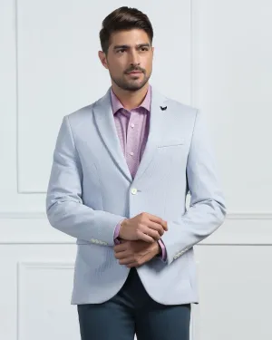 Formal Blue Textured Blazer - Venue Layered Comfort Look Statement Outerwear