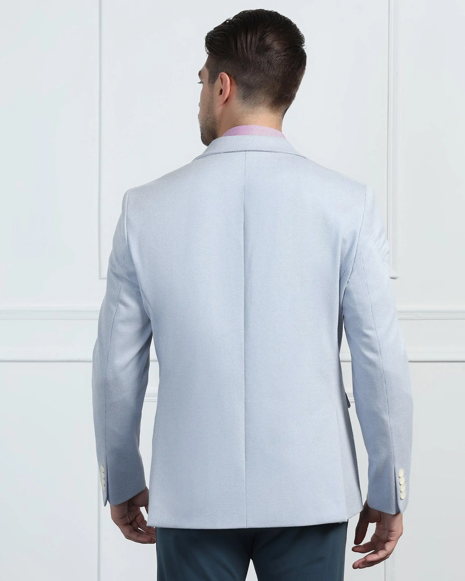 Multi Layer Option Formal Blue Textured Blazer - Venue