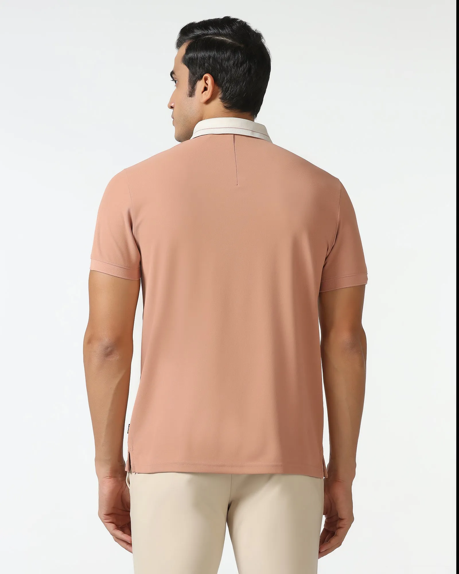 Fashion Comfort TechPro Polo Beige Solid T-Shirt - Terra