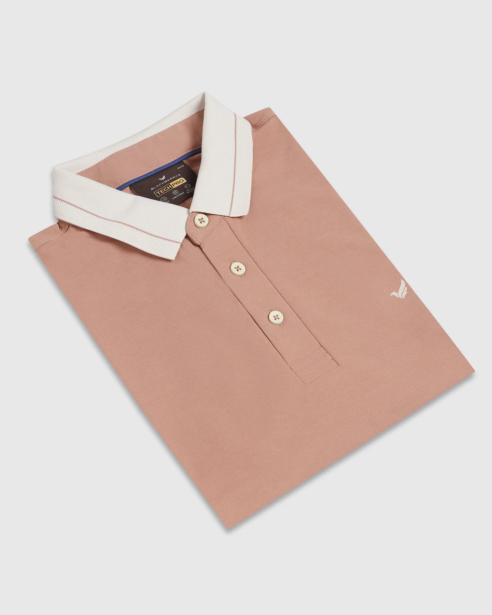 TechPro Polo Beige Solid T-Shirt - Terra Easy Layer Tri Blend Composition