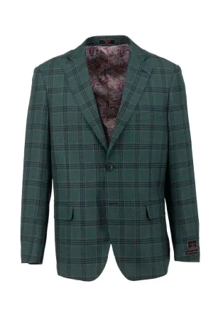 Tiglio Luxe Hunter Green with Black Windowpane Dolcetto Modern Fit, Pure Wool Jacket TL3362 Odor Resistant Treatment Frictionless Inner Layer