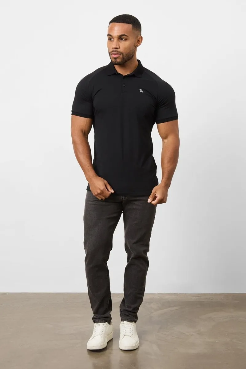 Outdoor Fit Athletic Fit Polo Shirt in Black