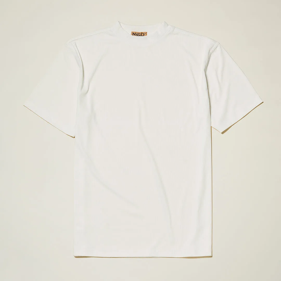 Inserch Rib Crew Neck T-Shirt T299-00002 White LayeredPaneling Organza Fit