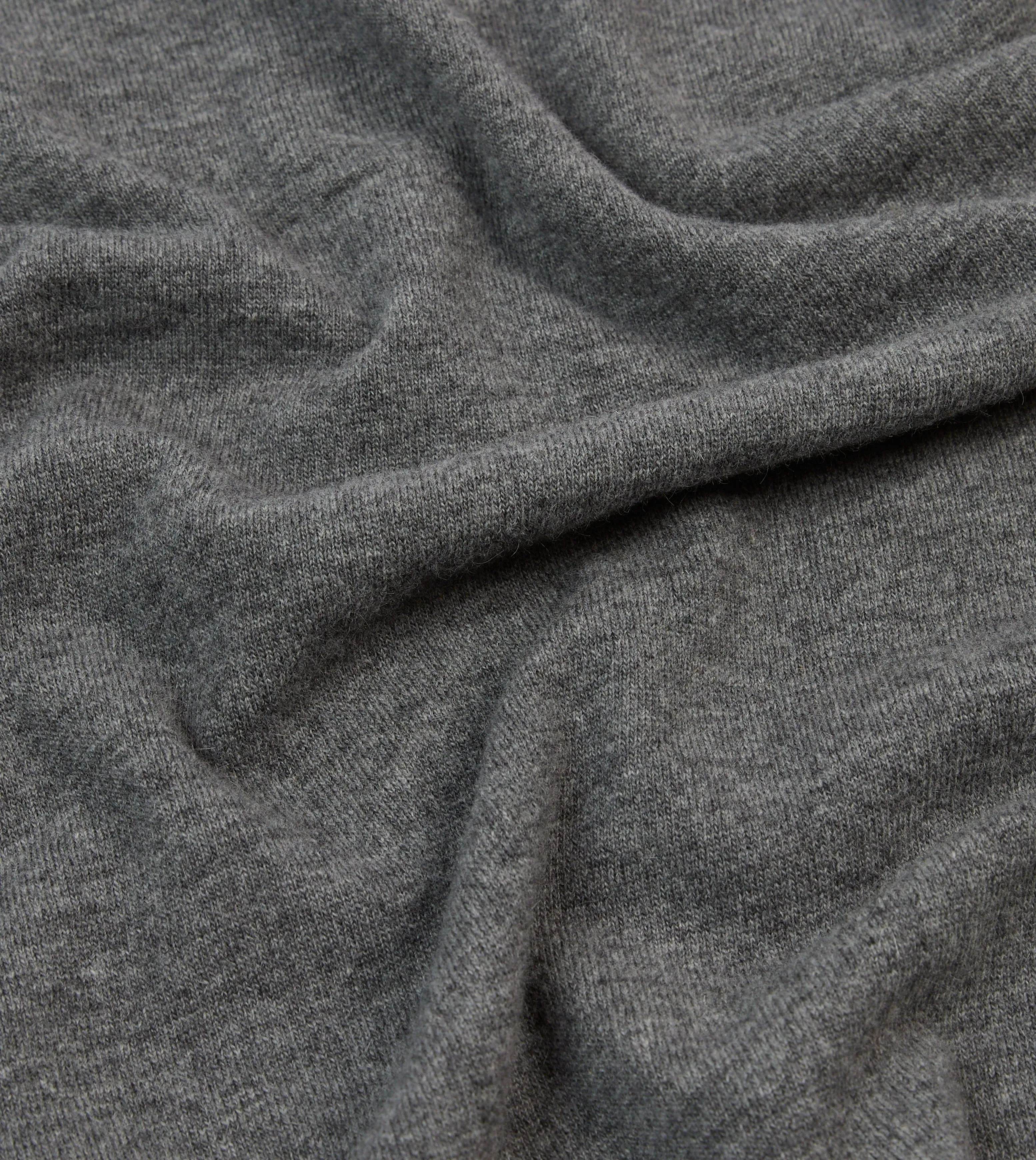Grey Alpaca Wool Knitted Polo Push Edge Reinforced Hem