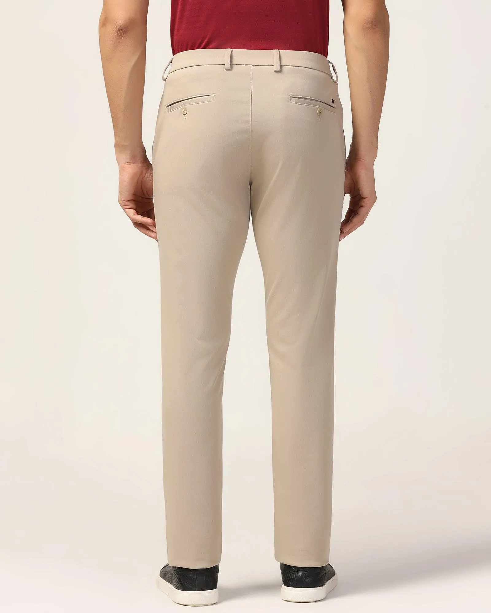 Slim Fit B-91 Casual Beige Solid Khakis - Vring Low-rise style