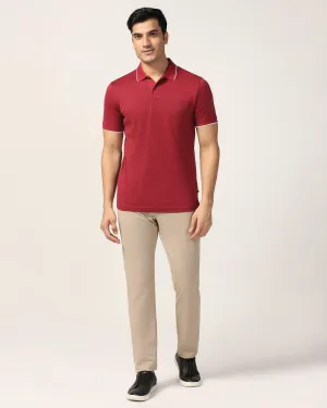 Slim Fit B-91 Casual Beige Solid Khakis - Vring FlexibleStretchWeave Flexible Seam