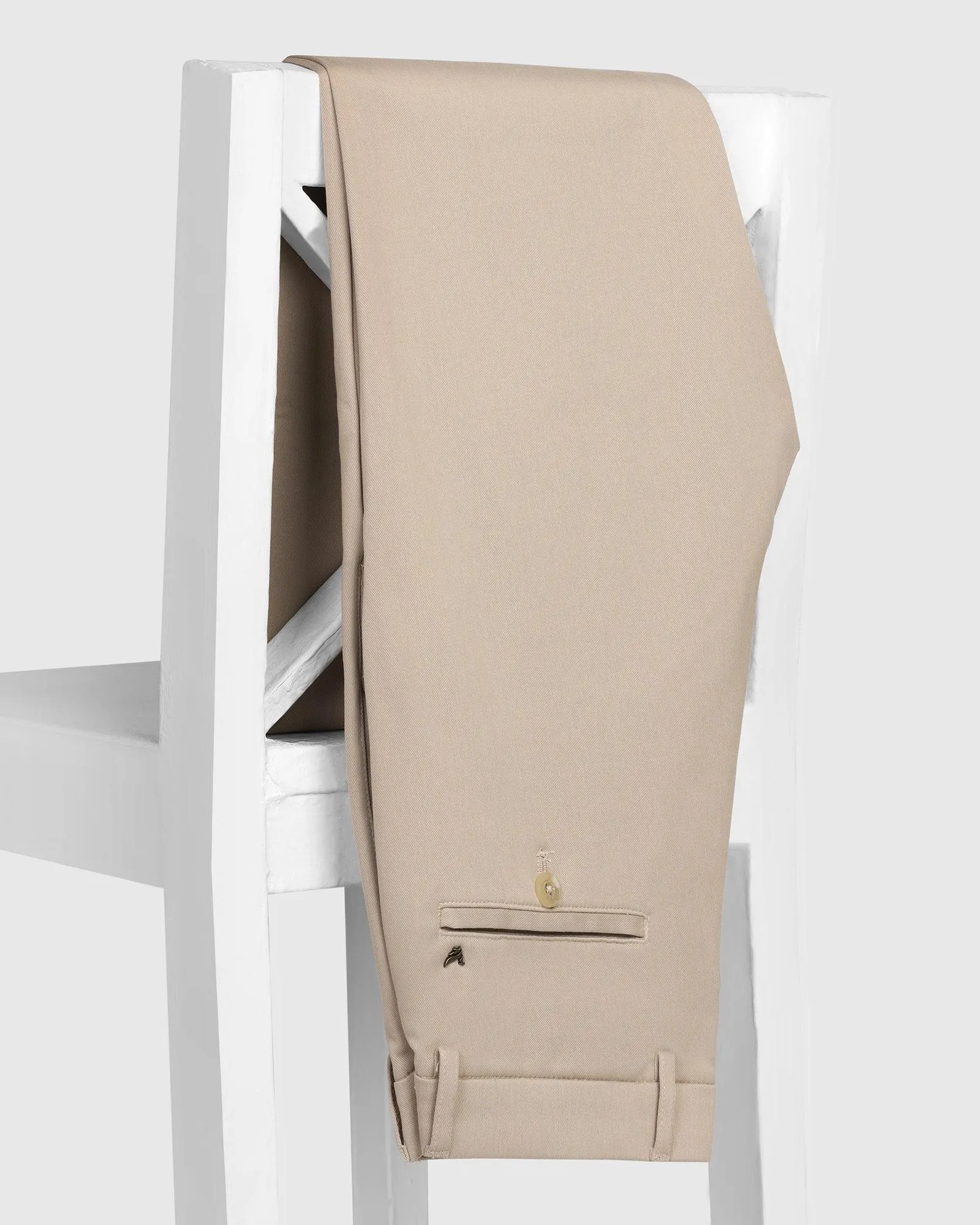 Soft Design NonRestrictiveFit Slim Fit B-91 Casual Beige Solid Khakis - Vring