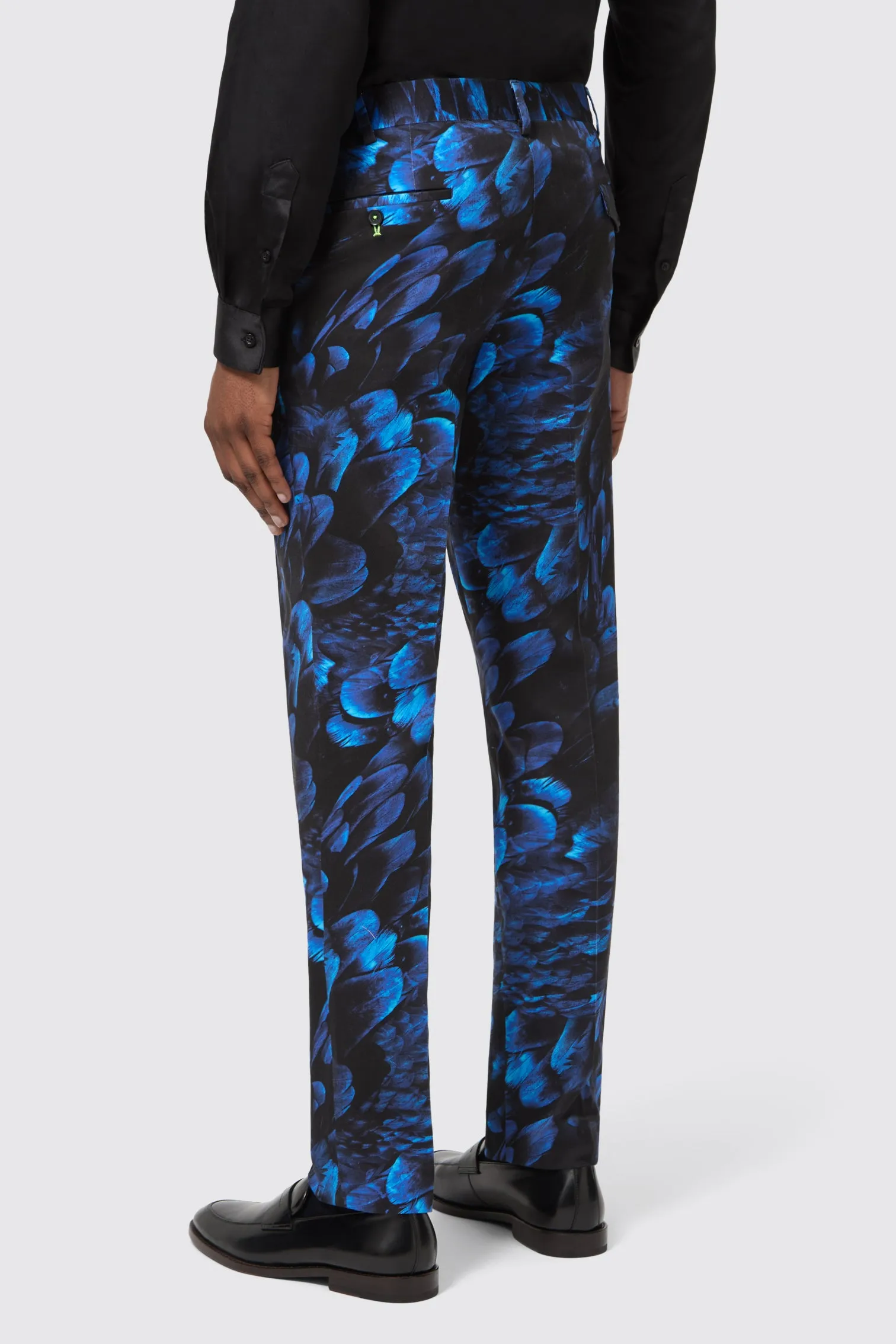 Heron Slim Fit Blue Floral Cotton Trousers Formal Look SustainableCertified