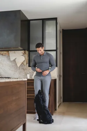 Cozy Look Soft Fabric Extra Fine Merino Wool Polo Shirt in Charcoal Marl