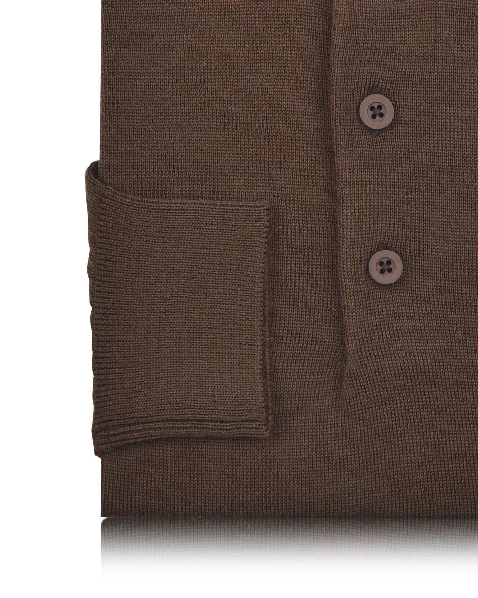 EZS Merino Wool Brown Long Sleeve Polo Weekend Comfort