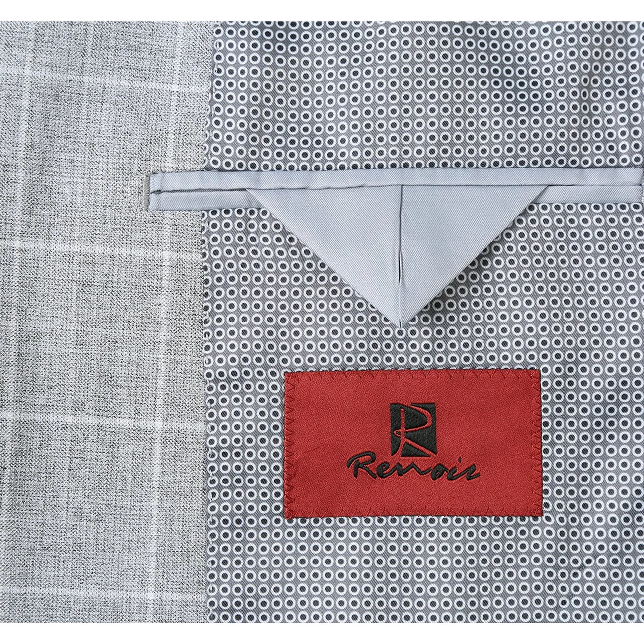 Alessandro Vitello by Renoir Light Gray Slim Fit Notch Lapels Check Blazer 294-10 Layered Drape