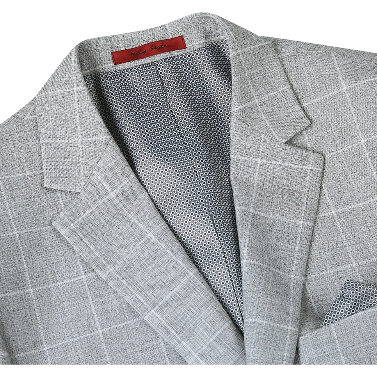 Quick Dry Fabric Technology Alessandro Vitello by Renoir Light Gray Slim Fit Notch Lapels Check Blazer 294-10