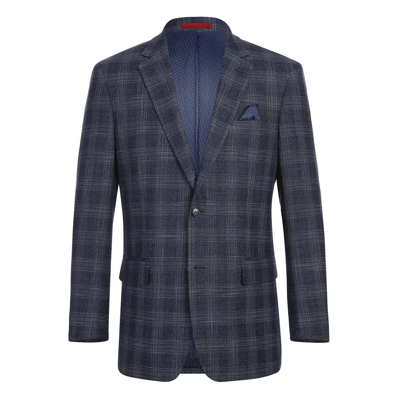 Alessandro Vitello by Renoir Classic Fit Blazer Navy 294-46 Layered Collar Design Fleece Inside