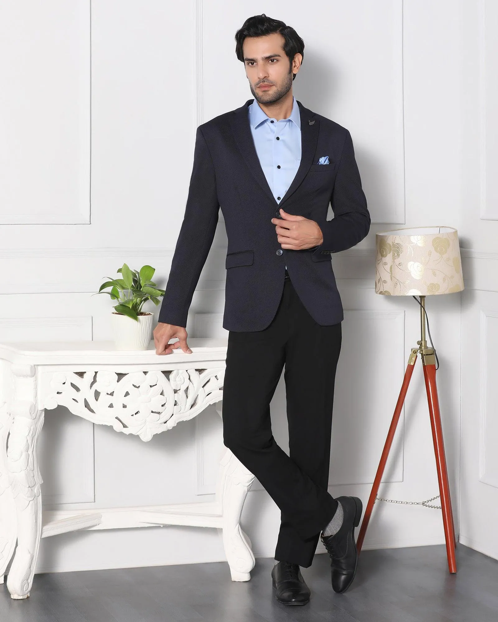 Must Haves Formal Navy Textured Blazer - Japson hypoallergenic material Adjustable Cuffs