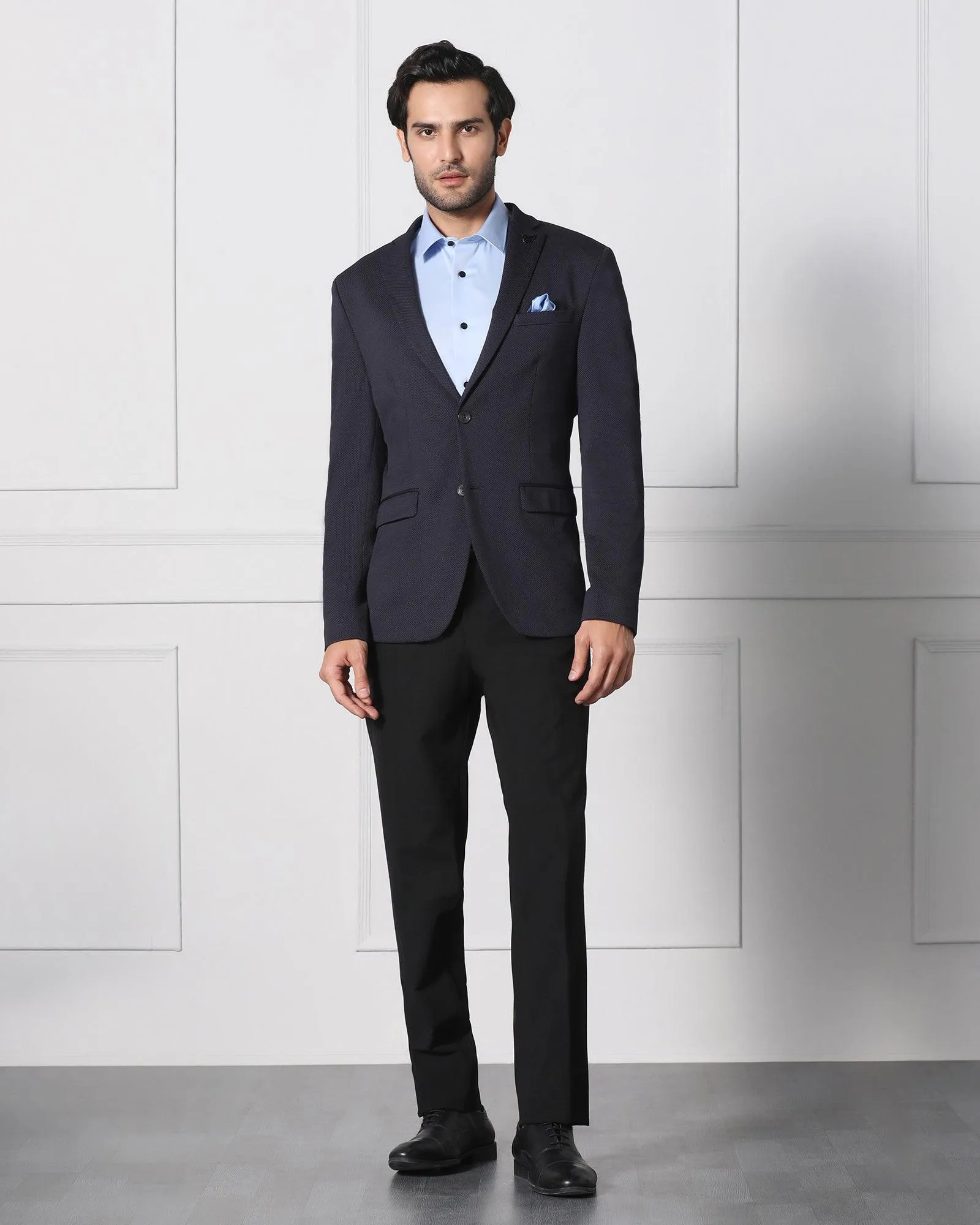 Must Haves Formal Navy Textured Blazer - Japson retro look