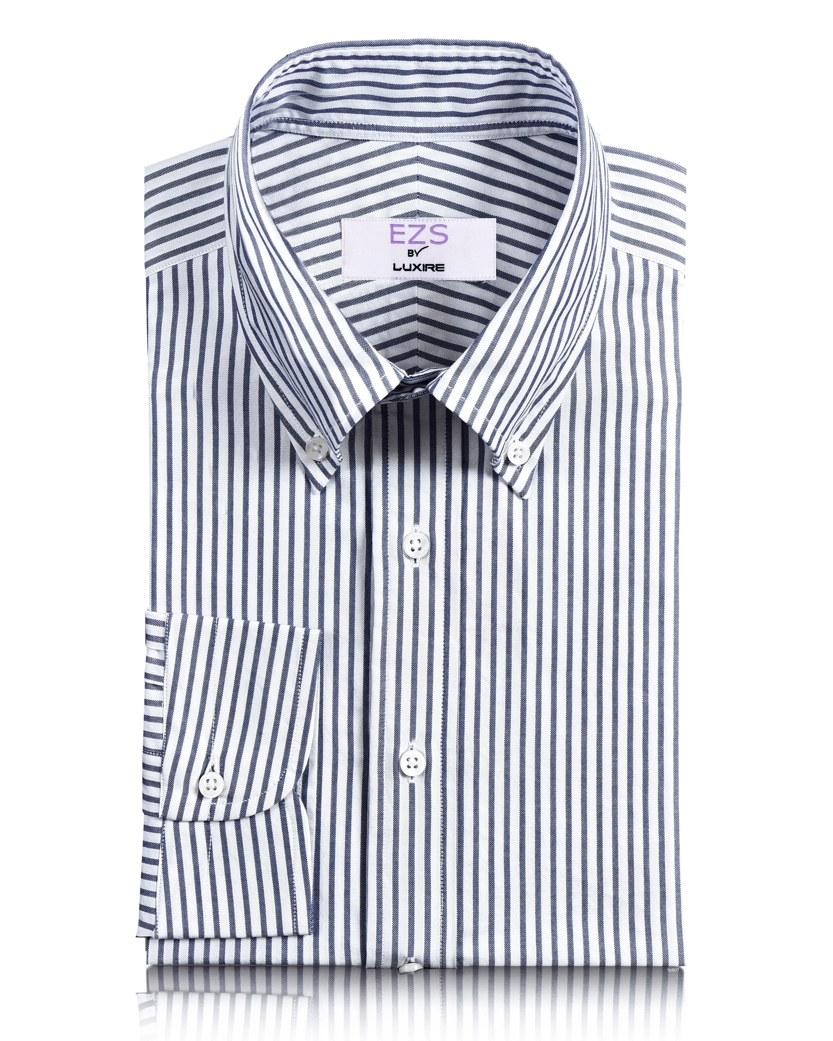 Trendy Pattern Stretch Material EZS Navy Candy Stripes Pinpoint oxford Shirt