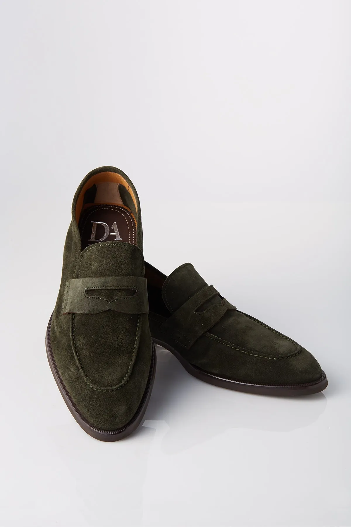 easy move David August Suede Penny Loafer in Loden Green