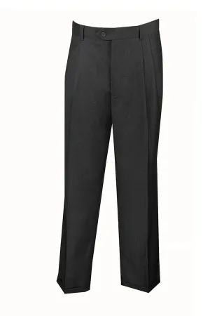 Quick Access Zippers Lightweight Material Notions Collection: Men's Dress Pants Regular Fit Double Pleated with Cuffs in Charcoal