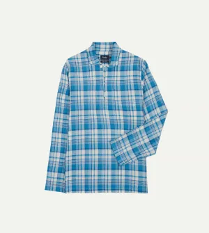Blue Madras Check Linen Smock Shirt family gathering Weekend Style