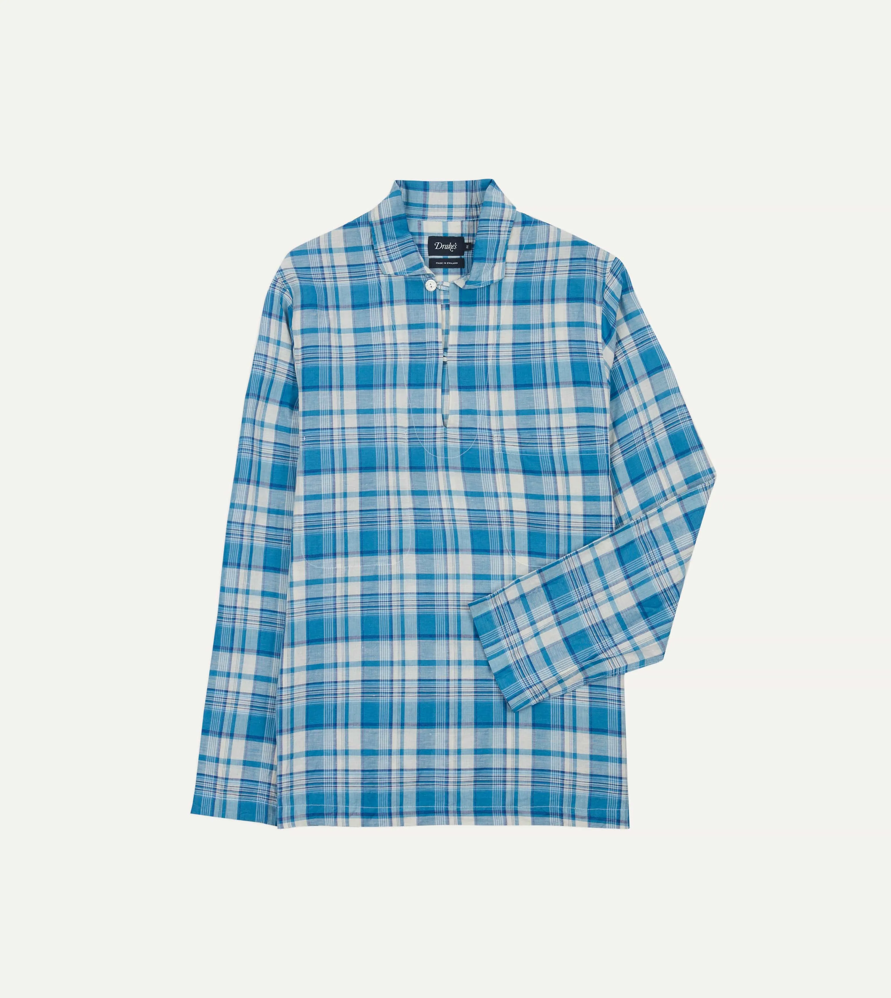 Blue Madras Check Linen Smock Shirt family gathering Weekend Style