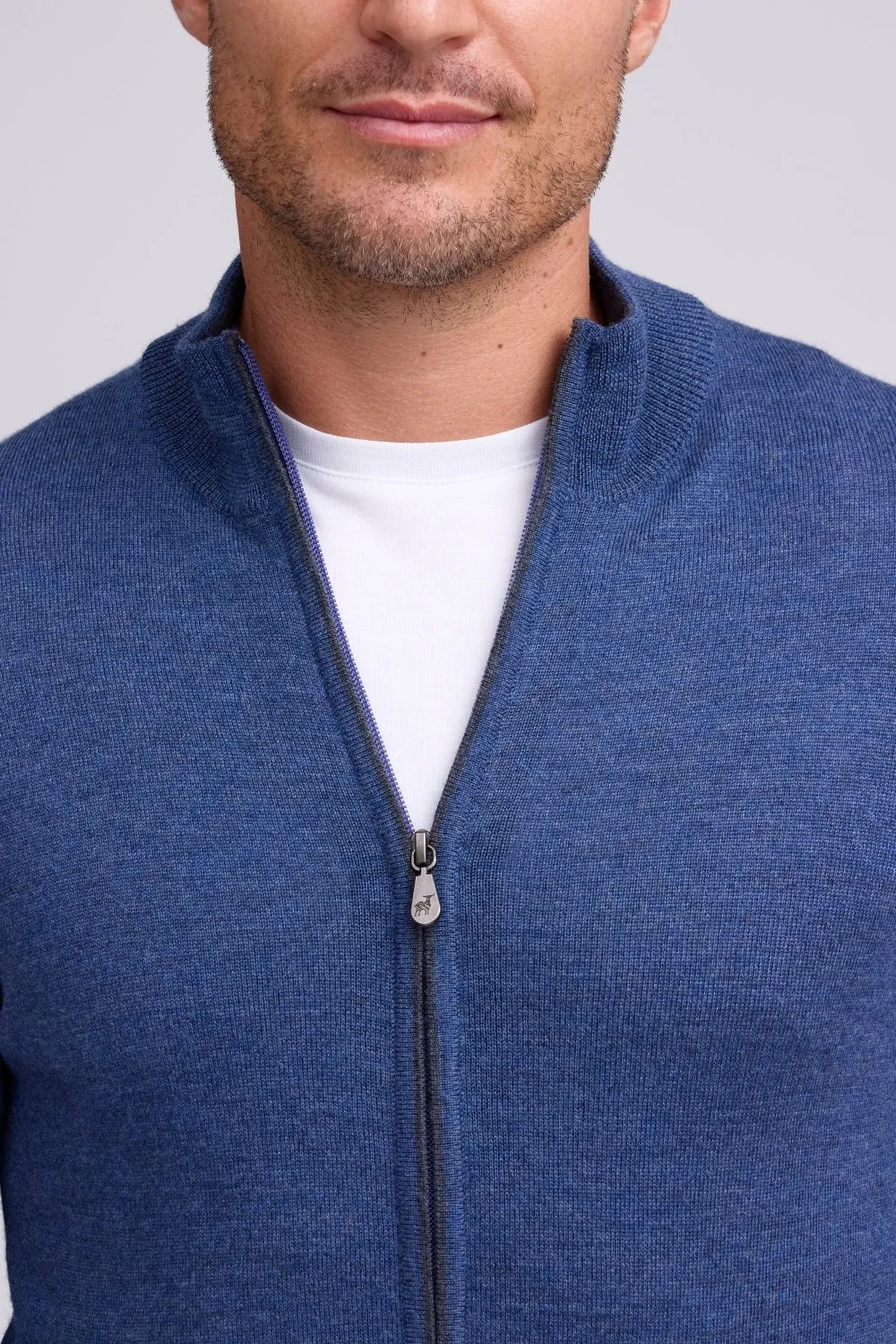 Merino Full Zip Jacket - Indigo Casual Day SoftTouchLining