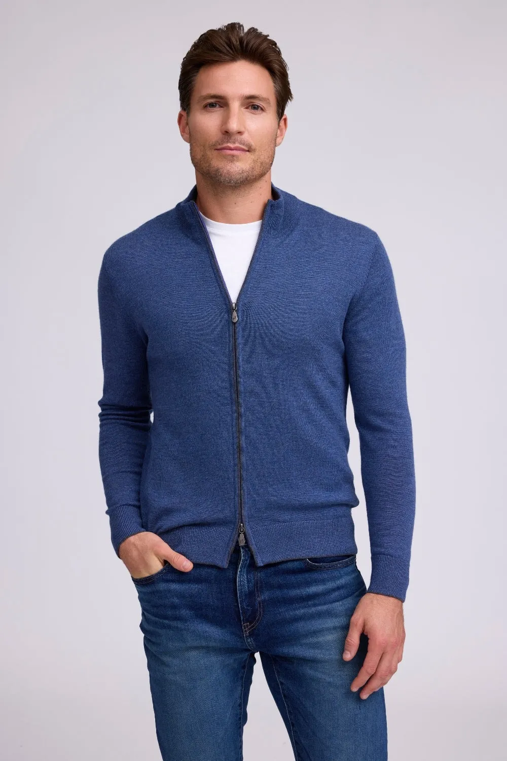 Merino Full Zip Jacket - Indigo Effortless Design StretchableMaterial